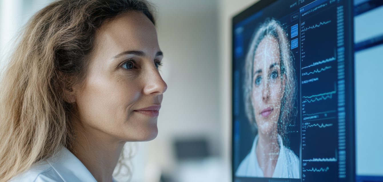 woman consulting with virtual doctor on computer screen, showcasing technology in healthcare