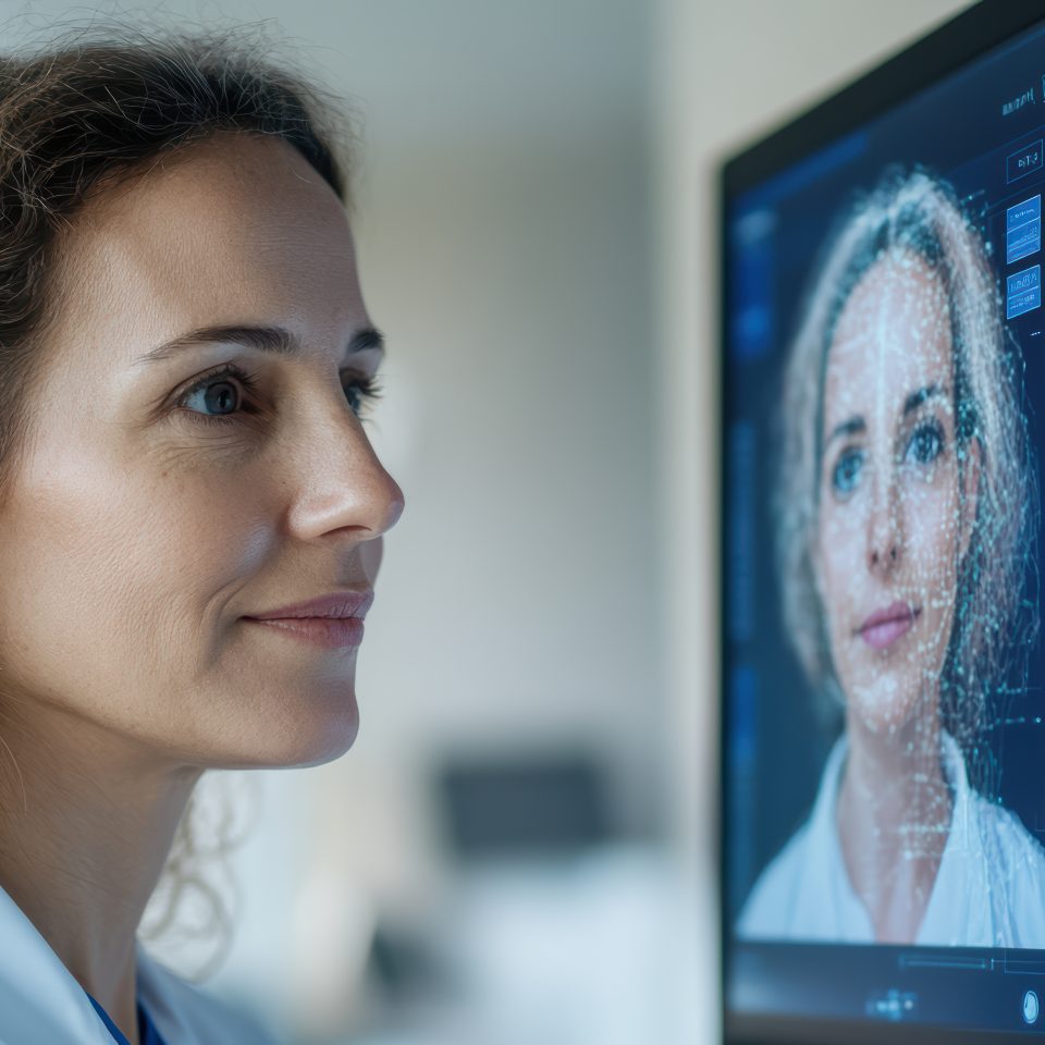 woman consulting with virtual doctor on computer screen, showcasing technology in healthcare